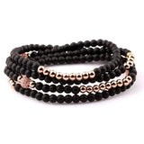 Women Lady 4mm Stone CZ Ball Four Layer Bracelet Gift
