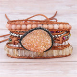 Crystal Cluster Wrap Bracelet Yellow & Pink Crystals 5 Strand