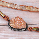 Crystal Cluster Wrap Bracelet Yellow & Pink Crystals 5 Strand