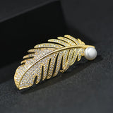 Women Freshwater Pearl Brooch Feather Pin Jewelry
