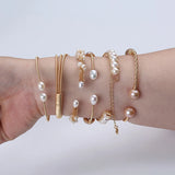 Natural Freshwater Pearl Charm Bracelet - Women's Jewelry