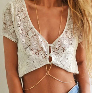 Sexy Chain Choker Necklace Belly Belt Chain Jewelry