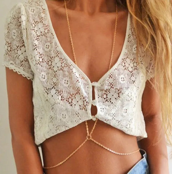 Sexy Chain Choker Necklace Belly Belt Chain Jewelry