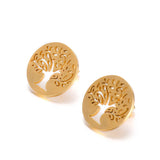 Women Silver Stainless Steel Round Earrings Jewelry