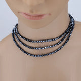 Women 1m Elasticity Choker Set or Bracelet Dual Use Crystal Beads Chain