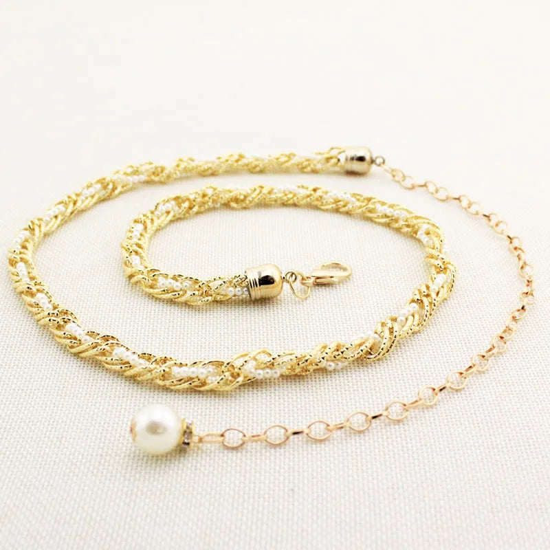 Pearl Waist Chain Girls Metal Hook Dress All-Match Waist Chain Belts