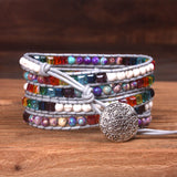 Women`s Crystal Leather Wrap Bracelet Statement Cuff Bangles