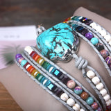Women`s Crystal Leather Wrap Bracelet Statement Cuff Bangles