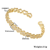 Heart CZ Bracelet Copper Inlay Sweet Charm Holiday Accessory