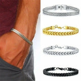 Stainless Steel Punk Toggle-Clasps Chain Bracelet Bangle