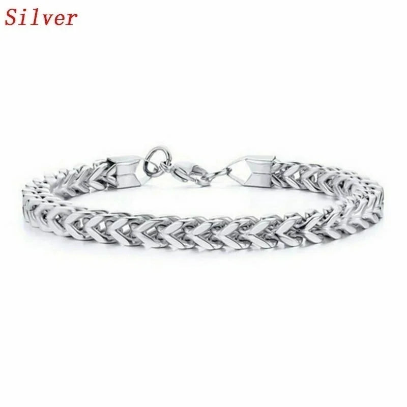 Stainless Steel Punk Toggle-Clasps Chain Bracelet Bangle