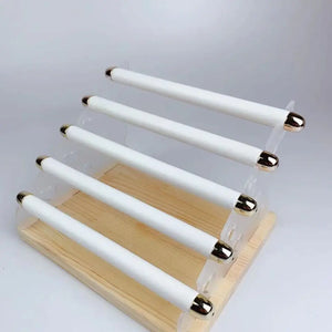 Wood Acrylic Velvet Ring Holder T-Bar Jewelry Display Stand