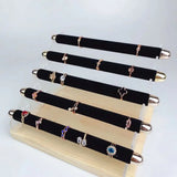 Wood Acrylic Velvet Ring Holder T-Bar Jewelry Display Stand