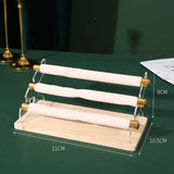 Wood Acrylic Velvet Ring Holder T-Bar Jewelry Display Stand
