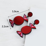 Yellow Red Candy Mirror Acrylic Drop Earrings for Women