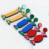Yellow Red Candy Mirror Acrylic Drop Earrings for Women