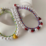 Yellow Duck Ladybug Pearl Necklace Women Girls Party Jewelry