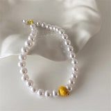 Yellow Duck Ladybug Pearl Necklace Women Girls Party Jewelry