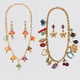 Colorful Mushroom Necklace Women Acrylic Collier Jewelry