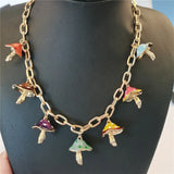 Colorful Mushroom Necklace Women Acrylic Collier Jewelry