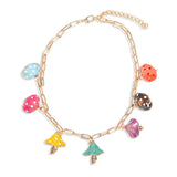 Colorful Mushroom Necklace Women Acrylic Collier Jewelry