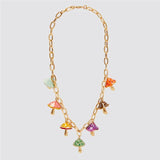 Colorful Mushroom Necklace Women Acrylic Collier Jewelry