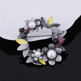 Zinc Alloy & Pearl Brooch Scarf Buckle for Women Party