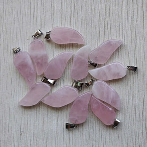 Rose Quartz Angel Wings Charms Pendants for Jewelry Making 12pcs
