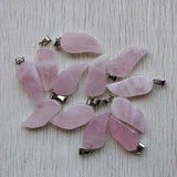 Rose Quartz Angel Wings Charms Pendants for Jewelry Making 12pcs