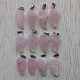 Rose Quartz Angel Wings Charms Pendants for Jewelry Making 12pcs
