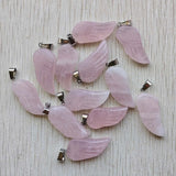 Rose Quartz Angel Wings Charms Pendants for Jewelry Making 12pcs