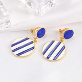 Classic Stripes Statement Earrings - Round Clip-On Jewelry