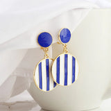 Classic Stripes Statement Earrings - Round Clip-On Jewelry