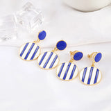 Classic Stripes Statement Earrings - Round Clip-On Jewelry