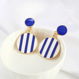 Classic Stripes Statement Earrings - Round Clip-On Jewelry