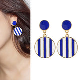 Classic Stripes Statement Earrings - Round Clip-On Jewelry