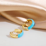 Enamel Small Hoop Earrings for Women Heart Circle Party Jewelry