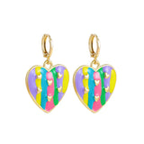 Enamel Small Hoop Earrings for Women Heart Circle Party Jewelry