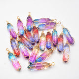 Colorful Crystal Pillar Copper Wire Pendant for Jewelry Making