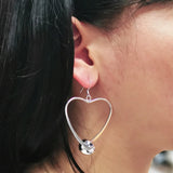 Big Heart Silver Earrings 100% 925 Sterling Silver Party Accessories