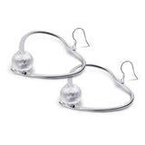 Big Heart Silver Earrings 100% 925 Sterling Silver Party Accessories
