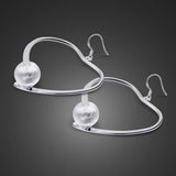 Big Heart Silver Earrings 100% 925 Sterling Silver Party Accessories