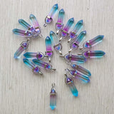 Glass Pillar Point Charm Pendants 24pcs/lot