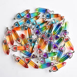 Colorful Pillar Point Charm Pendants for Jewelry Making 24pcs