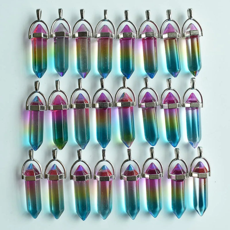 Colorful Pillar Point Pendants for Jewelry Making 24pcs