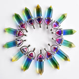 Colorful Pillar Point Charm Pendants for Jewelry Making 24pcs