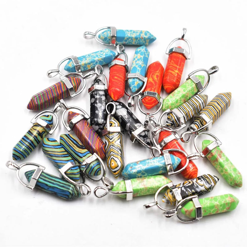 Crystal Pillar Point Charm Pendants for Jewelry Making 24pcs/lot
