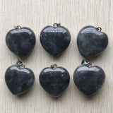 Natural Devil Crystal Heart Shape Pendants for Jewelry Making 30mm 6pcs/lot