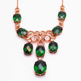Green Gemstone Palace Necklace Rose Pendant 14K