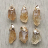 6pcs Natural Yellow Crystal Irregular Shape Pendants for Jewelry Making